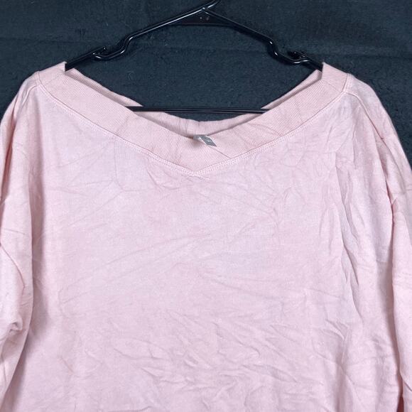 Fabletics Womens Sweater Pink Boat Neck Oversized Cotton Blend Small - Picture 2 of 12